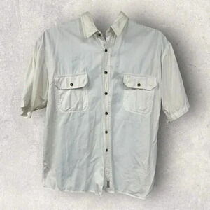 bugle boy short sleeve button up mens shirt size off white XLT